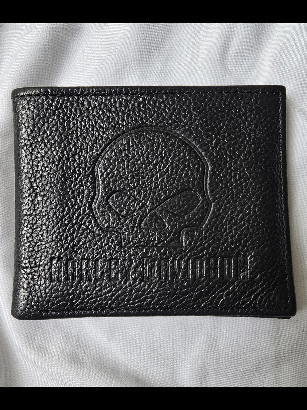 Harley Davidson Black Skull Leather Bifold Wallet